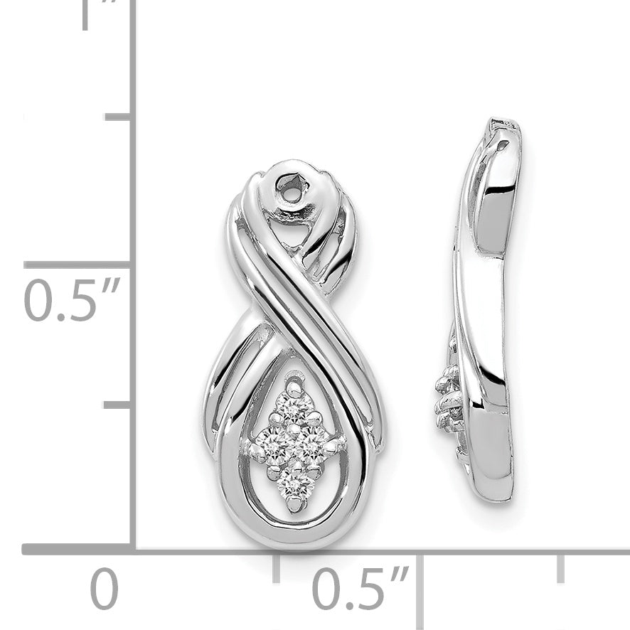 14k White Gold 1/8 CT Si2 Diamond Infinity Earring Jackets