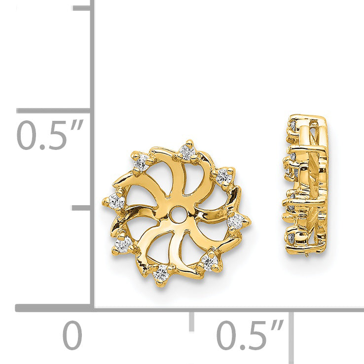 14k Yellow Gold 1/15 CT I2 Diamond Earring Jackets