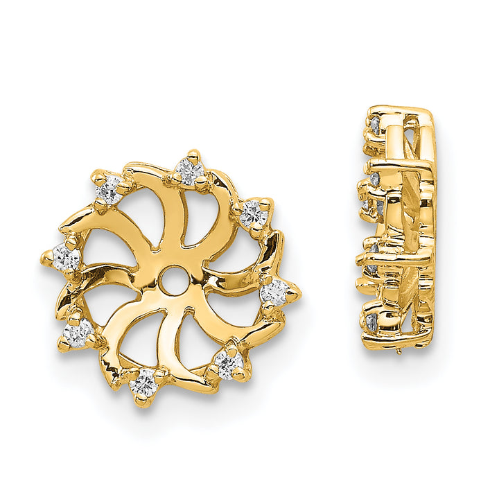 14kYellow Gold 1/15 CT SI2 Diamond Round Earring Jackets