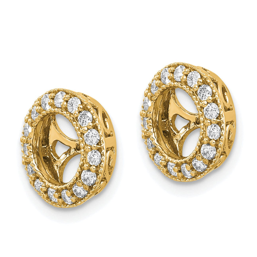 14k Yellow Gold 1/3 CT I1 Cluster Diamond Circle Earring Jackets