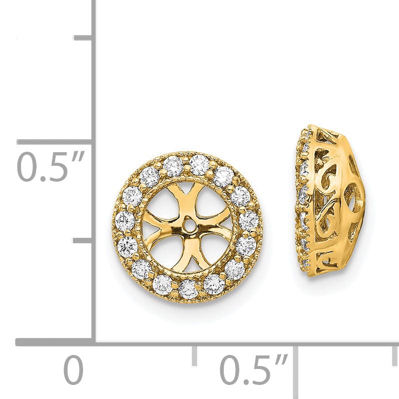 14k Yellow Gold 1/3 CT I1 Cluster Diamond Circle Earring Jackets