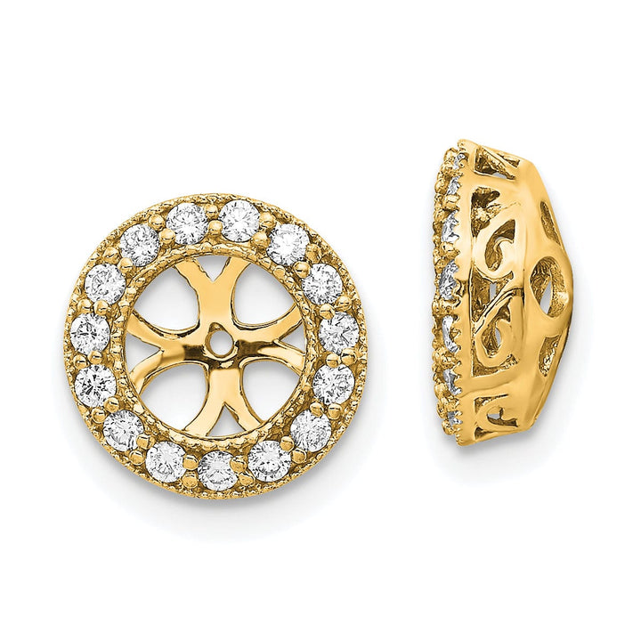 14k Yellow Gold 1/3 CT I1 Cluster Diamond Circle Earring Jackets
