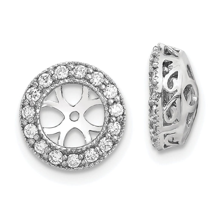14k White Gold 1/3 CT I1 Diamond Circle Earring Jackets