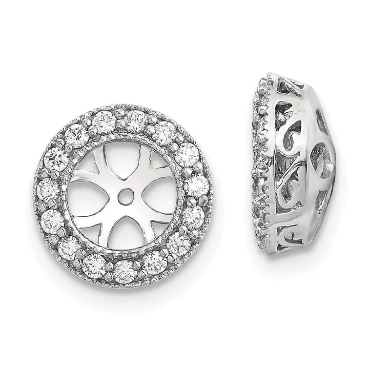 14k White Gold 1/3 CT VS Diamond Circle Earring Jackets
