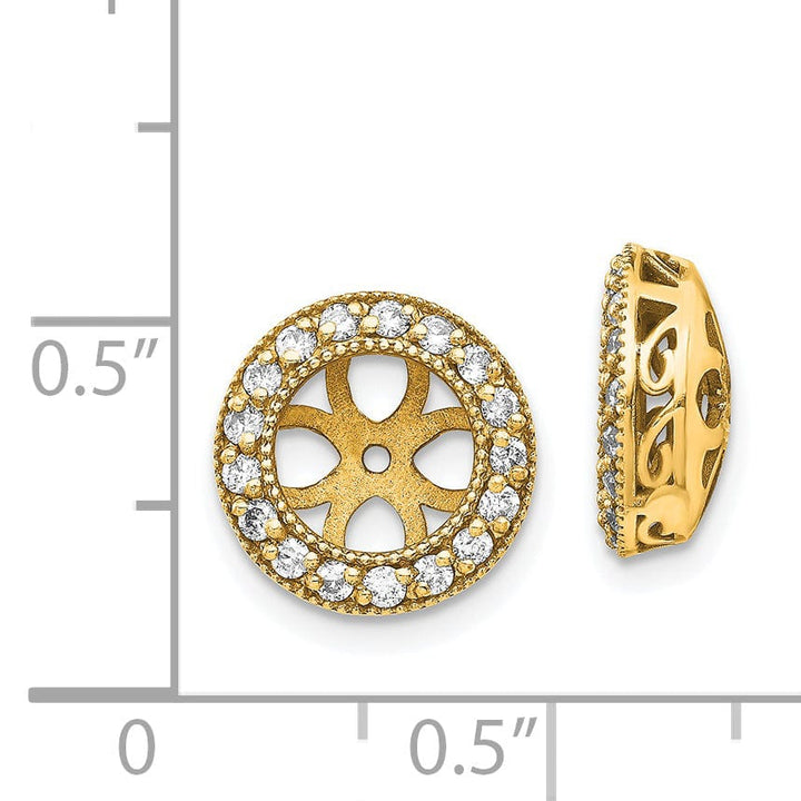 14k Yellow Gold 3/8 CT I2 Diamond Circle Earring Jackets