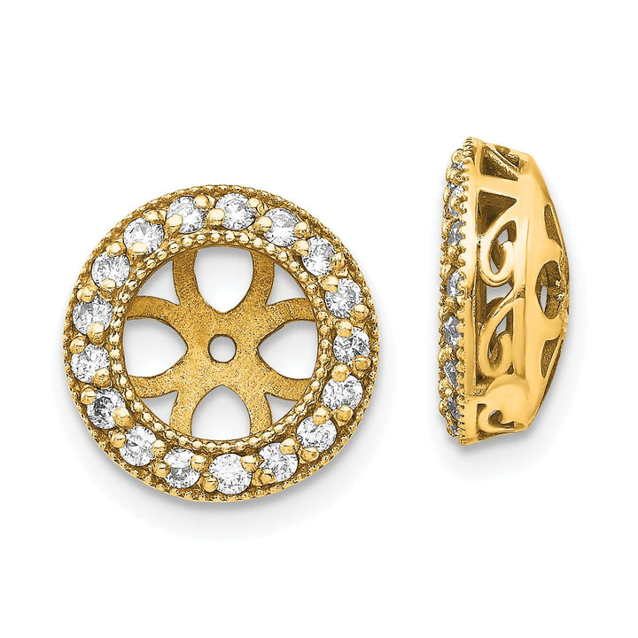 14k Yellow Gold 3/8 CT I2 Diamond Circle Earring Jackets