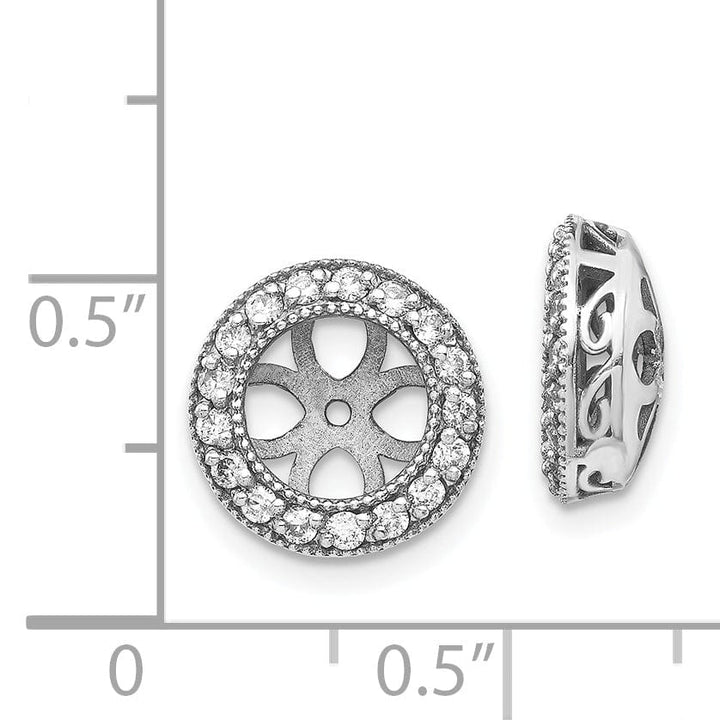 14k White Gold 3/8 CT I2 Diamond Circle Earring Jackets