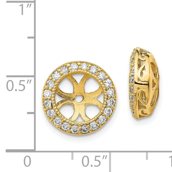 14k Yellow Gold 1/2 CT I2 Diamond Circle Earring Jackets