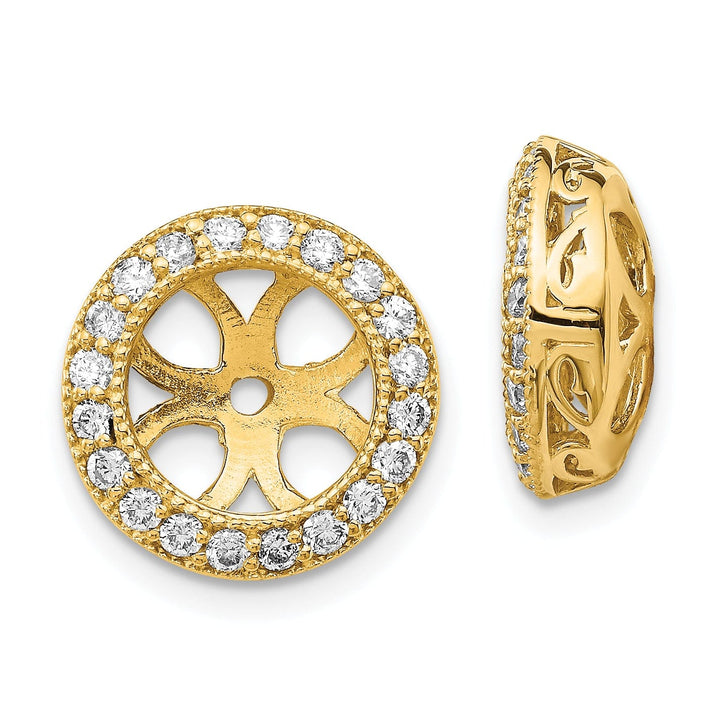 14k Yellow Gold 1/2 CT I2 Diamond Circle Earring Jackets
