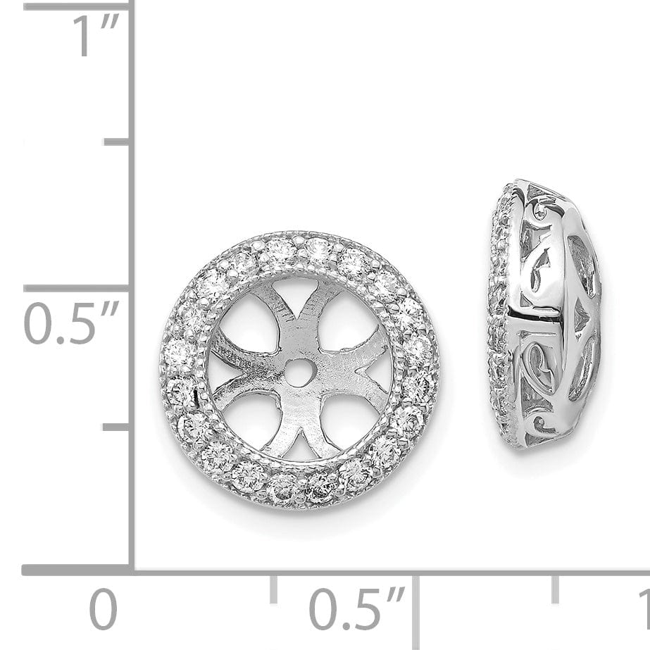 14k White Gold 1/2 CT I1 Diamond Circle Earring Jackets
