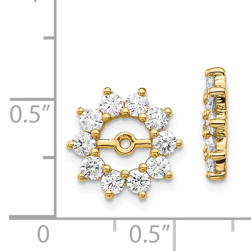14k Yellow Gold 1 CT SI2 Diamond Cluster Design Earring Jackets