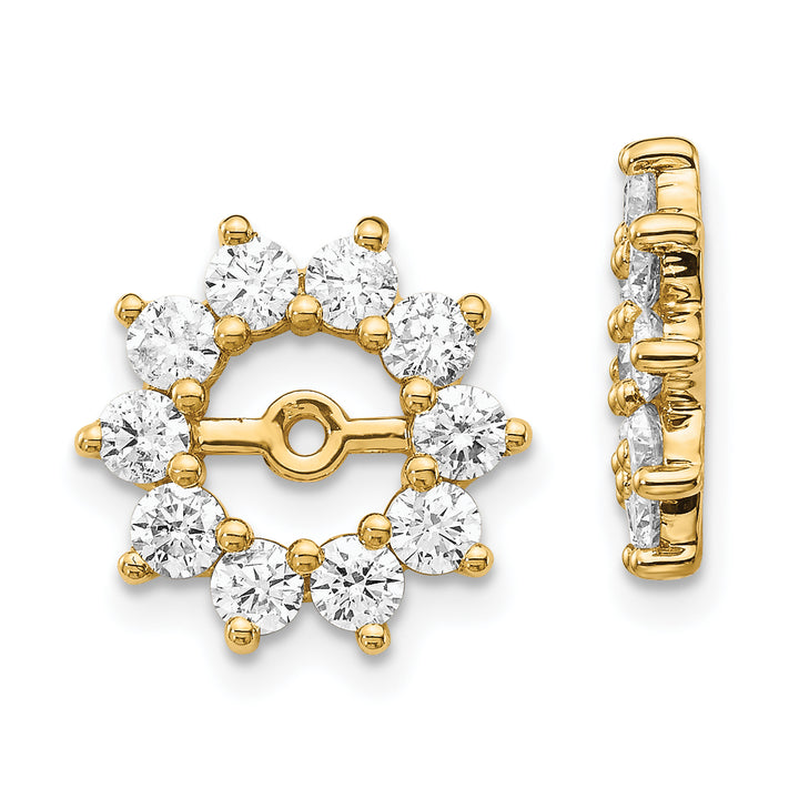 14k Yellow Gold 1 CT SI2 Diamond Cluster Design Earring Jackets