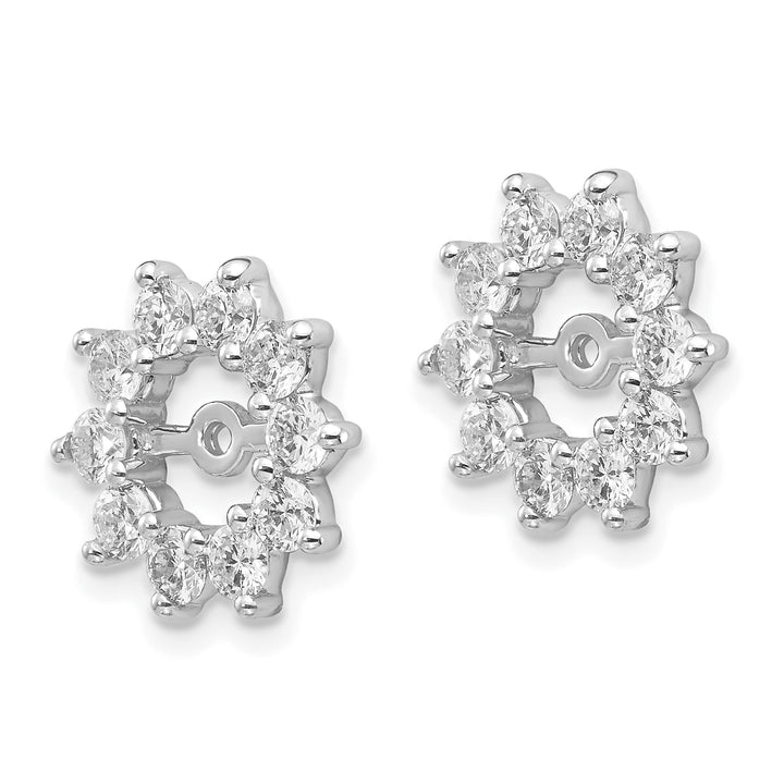 14k White Gold 1 CT I1 Diamond Fancy Round Earring Jackets