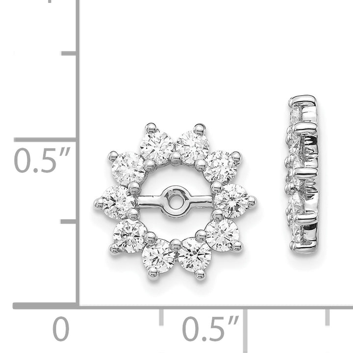 14k White Gold 1 CT I1 Diamond Fancy Round Earring Jackets