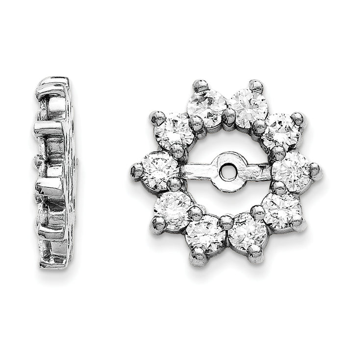 14k White Gold 1 CT VS Diamond Fancy Cluster Earring Jackets