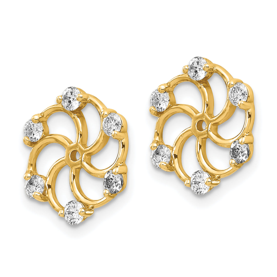 14k Yellow Gold 3/8 CT SI2 Diamond Swirl Earring Jackets