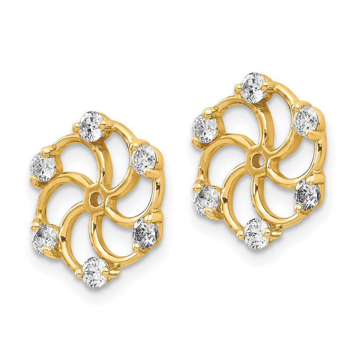 14k Yellow Gold 3/8 CT SI2 Diamond Swirl Earring Jackets