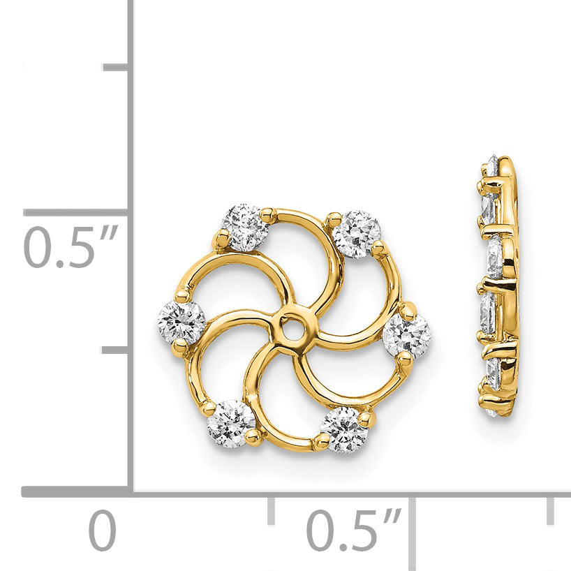 14k Yellow Gold 3/8 CT SI2 Diamond Swirl Earring Jackets