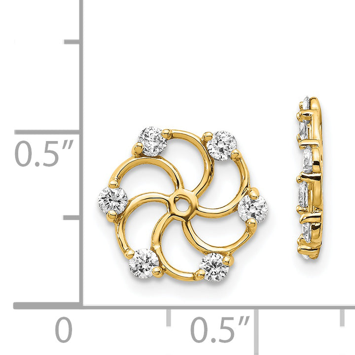 14k Yellow Gold 3/8 CT SI2 Diamond Swirl Earring Jackets