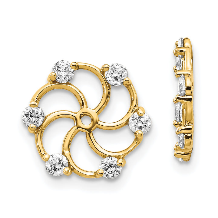 14k Yellow Gold 3/8 CT SI2 Diamond Swirl Earring Jackets