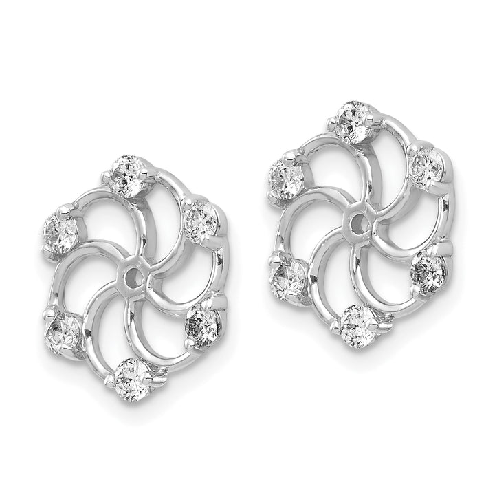 14k White Gold 3/8 CT I2 Diamond Swirl Design Earring Jackets