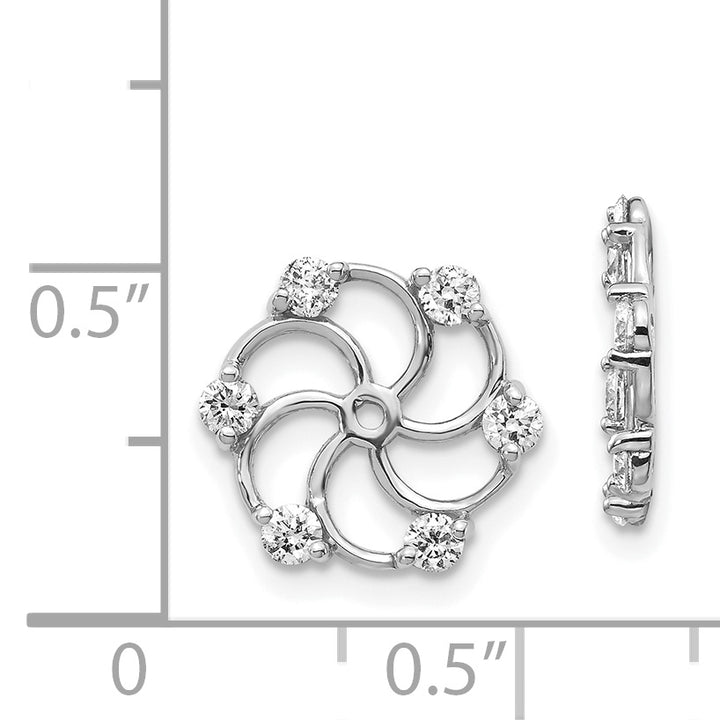 14k White Gold 3/8 CT I1 Diamond Swirl Design Earring Jackets