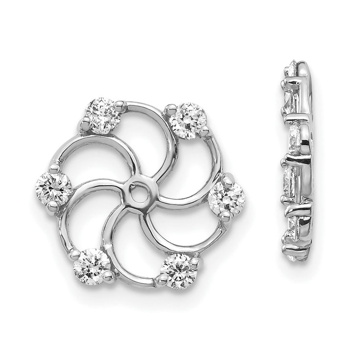 14k White Gold 3/8 CT I1 Diamond Swirl Design Earring Jackets