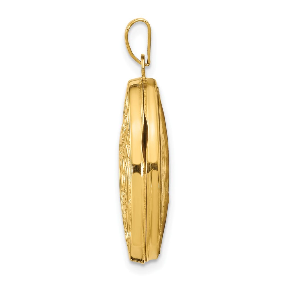 Lovely Rita's Pendants & Charms 14K Yellow Gold Leaf Swirl with LOVE YOU ALWAYS 21mm Oval Locket