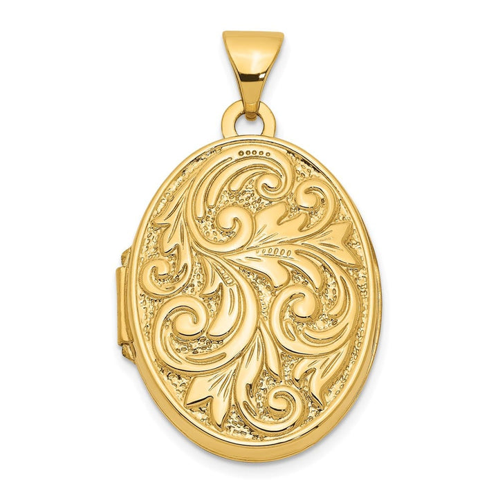 Lovely Rita's Pendants & Charms 14K Yellow Gold Leaf Swirl with LOVE YOU ALWAYS 21mm Oval Locket