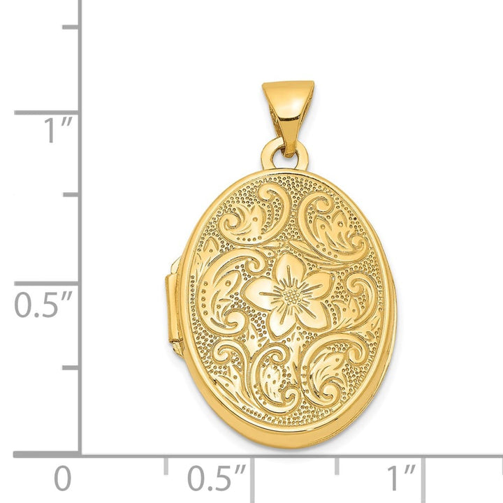 Lovely Rita's Pendants & Charms 14K Yellow Gold Floral Swirl Design 21mm Oval Locket