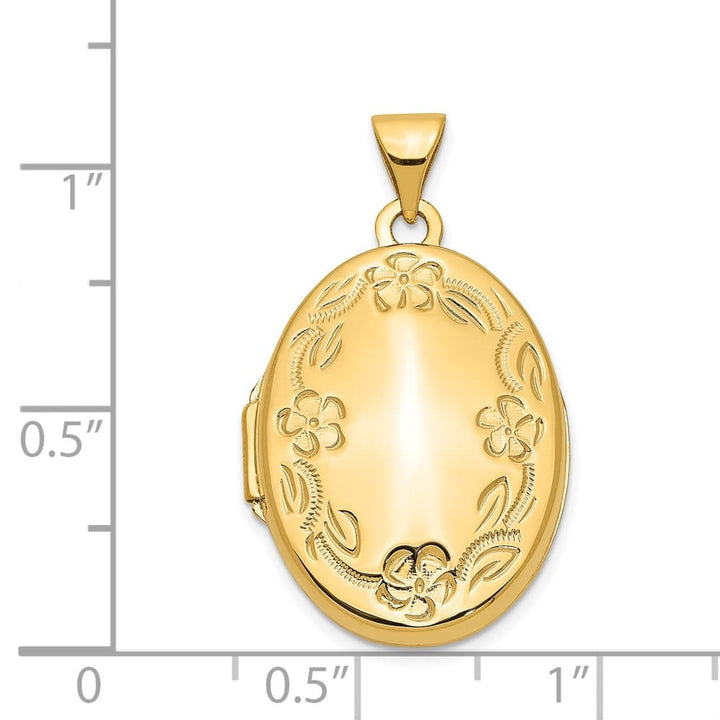 Lovely Rita's Pendants & Charms 14K Yellow Gold Floral Border 21mm Oval Locket