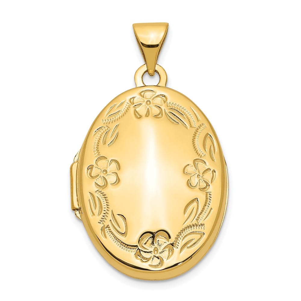 Lovely Rita's Pendants & Charms 14K Yellow Gold Floral Border 21mm Oval Locket