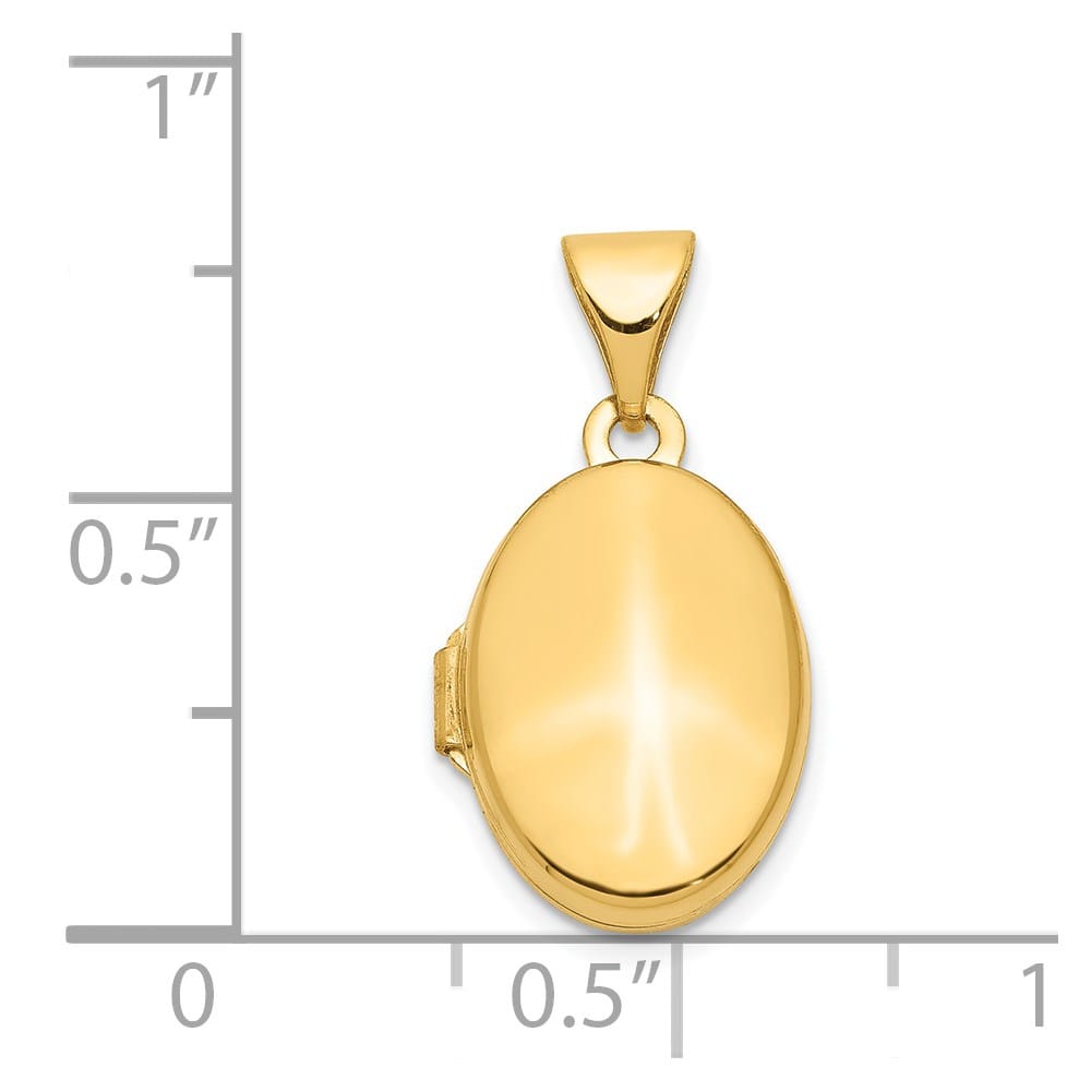 Lovely Rita's Pendants & Charms 14K Yellow Gold Polished Plain 13mm Oval Locket