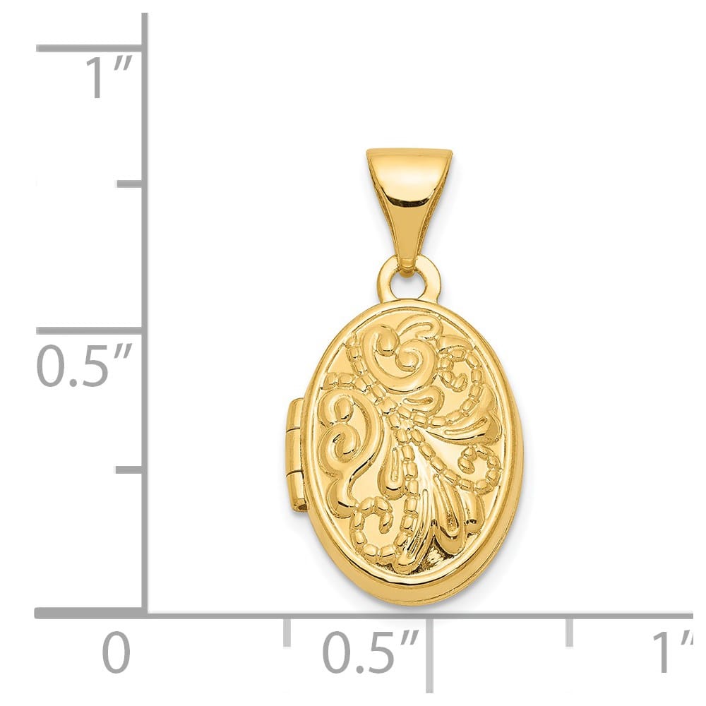 Lovely Rita's Pendants & Charms 14K Yellow Gold Beaded Scroll Design 13mm Oval Locket