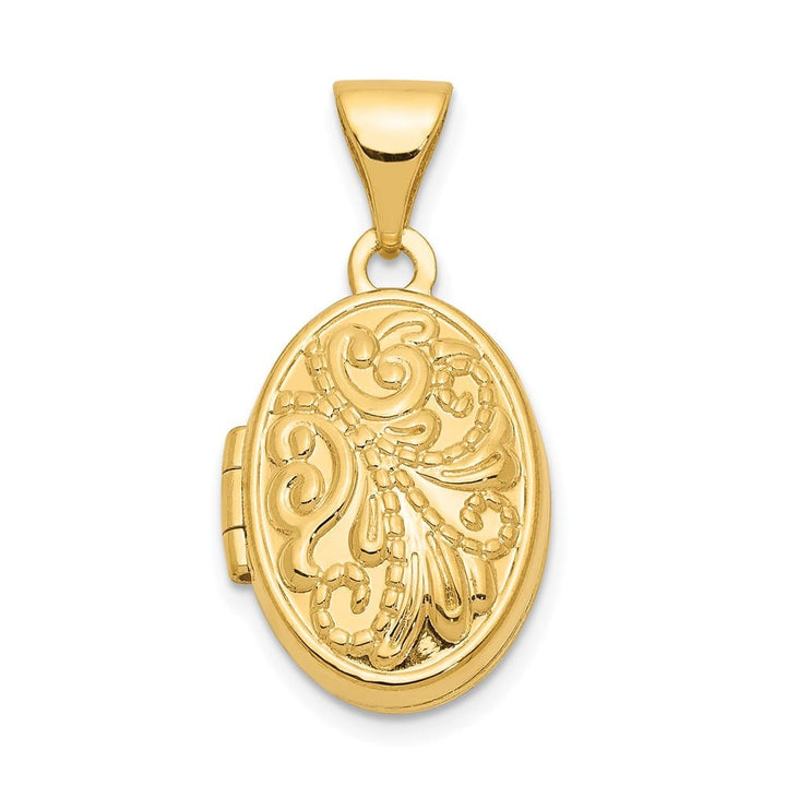 Lovely Rita's Pendants & Charms 14K Yellow Gold Beaded Scroll Design 13mm Oval Locket