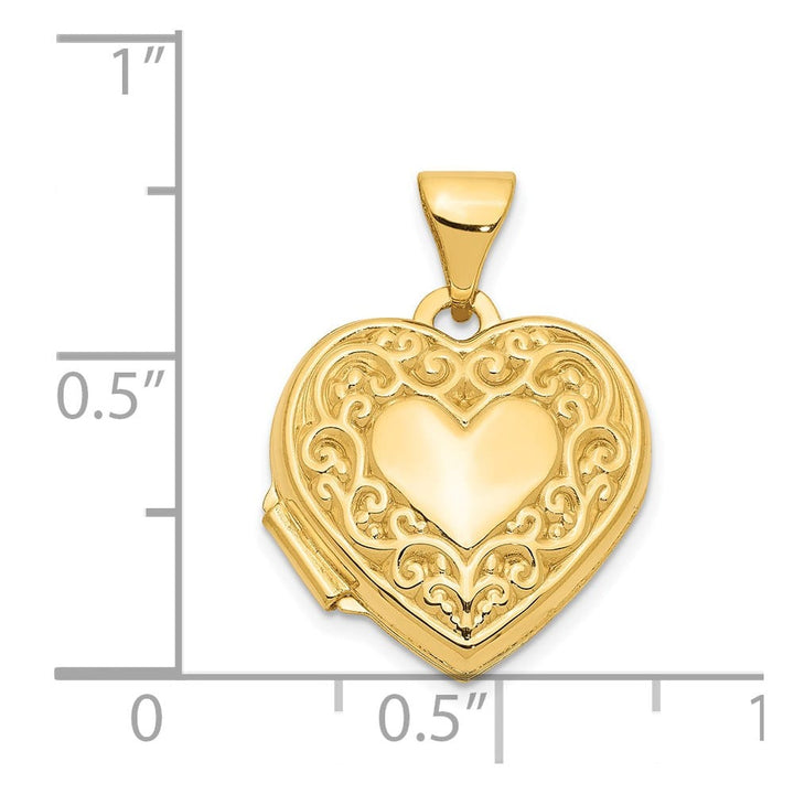 Lovely Rita's Pendants & Charms 14K Yellow Gold Polished Scrolled 15mm Heart Locket