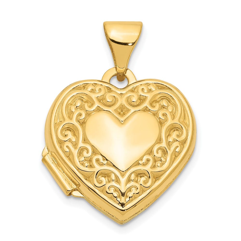 Lovely Rita's Pendants & Charms 14K Yellow Gold Polished Scrolled 15mm Heart Locket