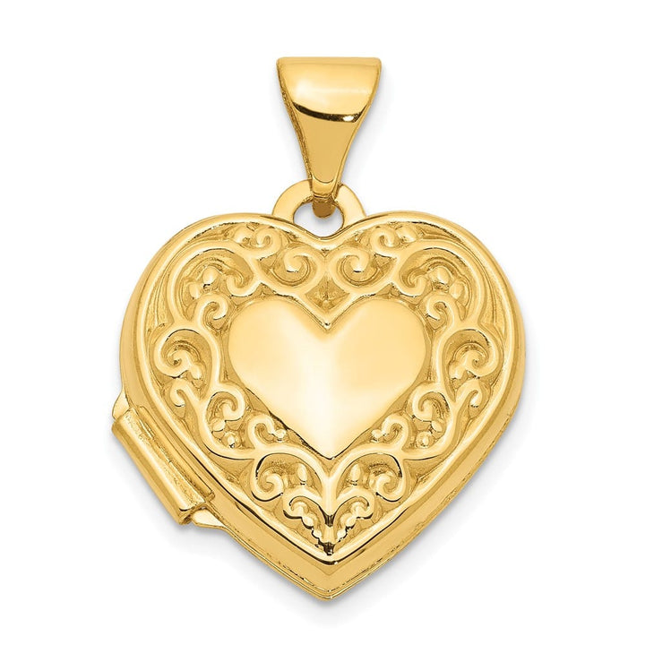 Lovely Rita's Pendants & Charms 14K Yellow Gold Polished Scrolled 15mm Heart Locket