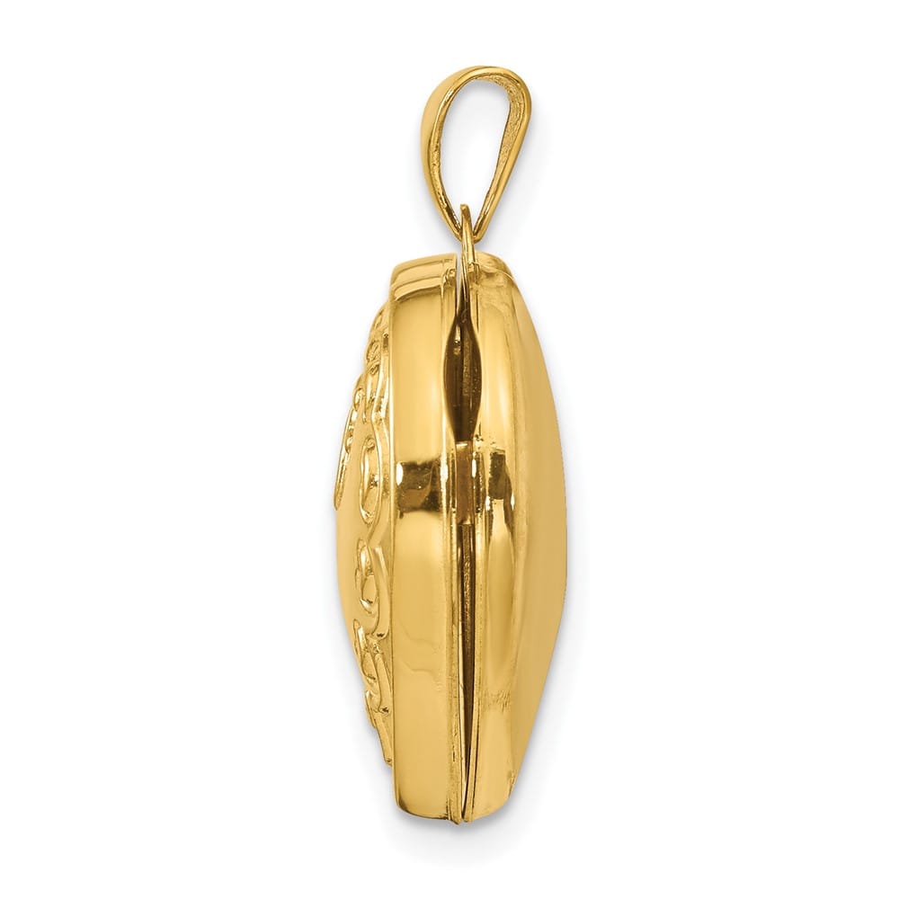 Lovely Rita's Pendants & Charms 14K Yellow Gold Domed Heart Border 18mm Heart Locket