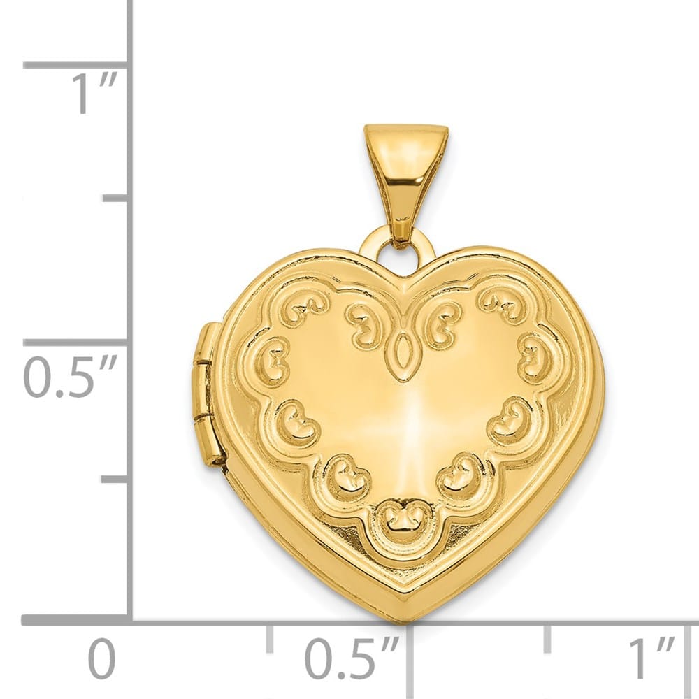 Lovely Rita's Pendants & Charms 14K Yellow Gold Domed Heart Border 18mm Heart Locket