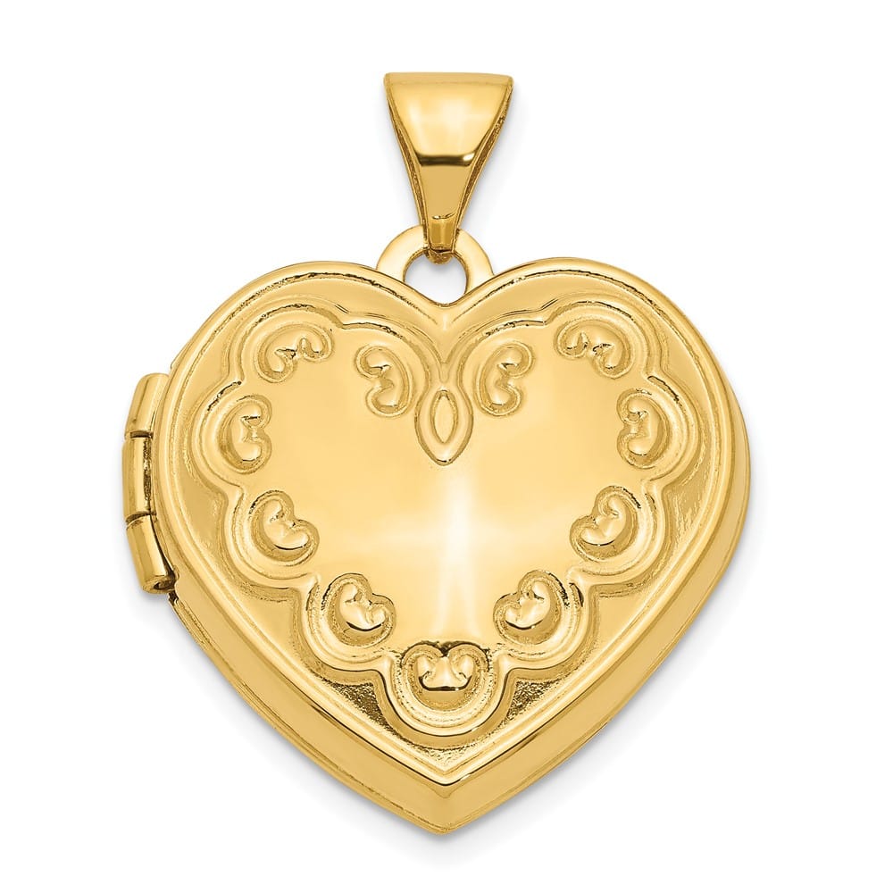 Lovely Rita's Pendants & Charms 14K Yellow Gold Domed Heart Border 18mm Heart Locket