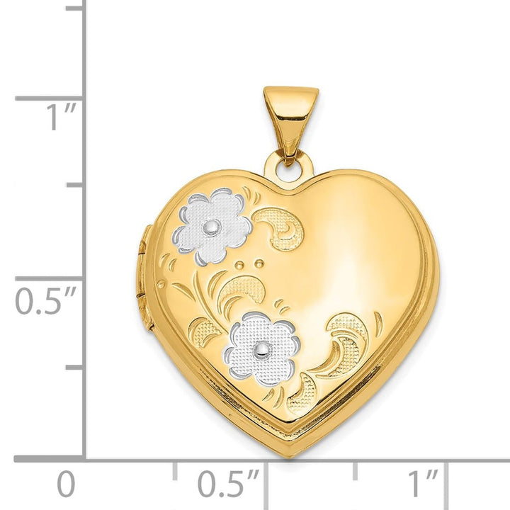 Lovely Rita's Pendants & Charms 14K Yellow Gold Floral 21mm Heart Locket