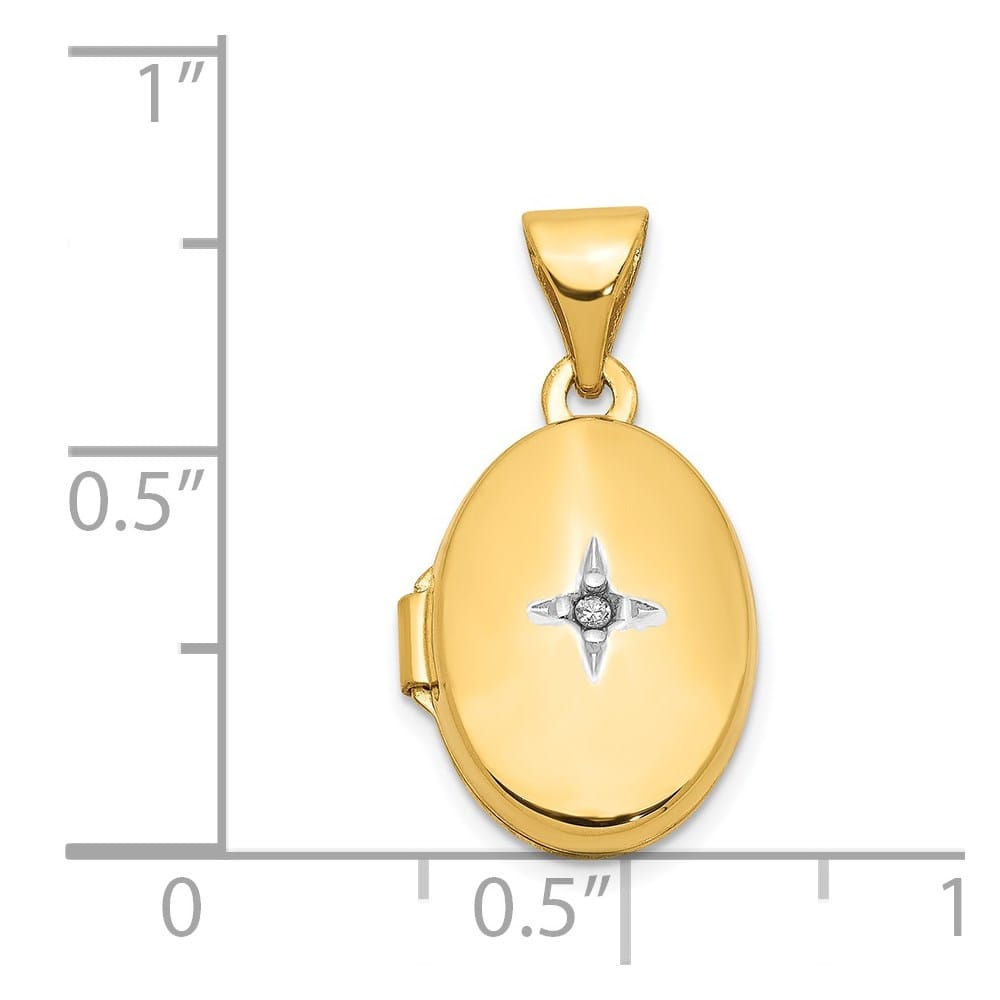 Lovely Rita's Pendants & Charms 14K Yellow Gold Diamond Star 13mm Oval Locket