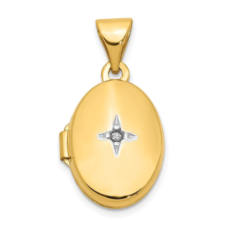 Lovely Rita's Pendants & Charms 14K Yellow Gold Diamond Star 13mm Oval Locket