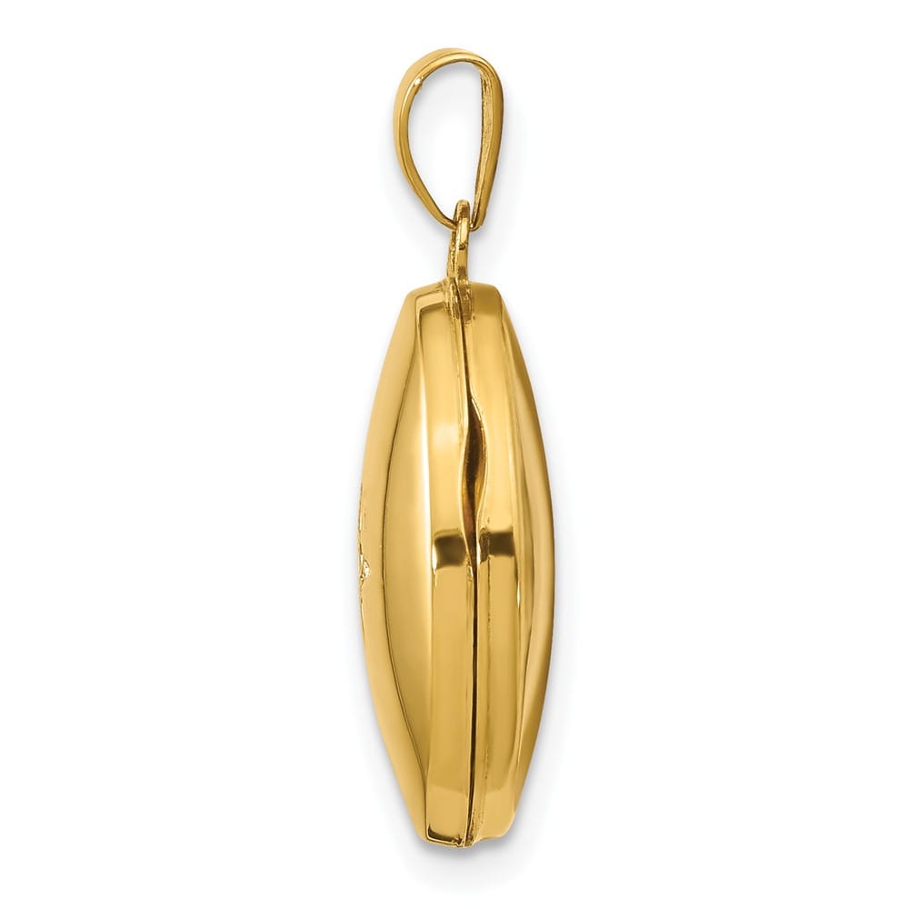 Lovely Rita's Pendants & Charms 14K Yellow Gold Diamond Star 17mm Oval Locket