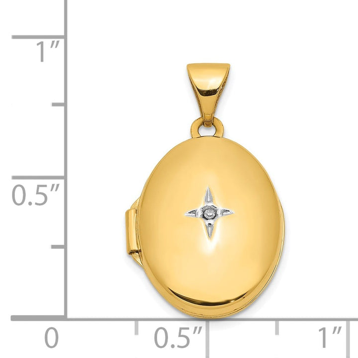 Lovely Rita's Pendants & Charms 14K Yellow Gold Diamond Star 17mm Oval Locket