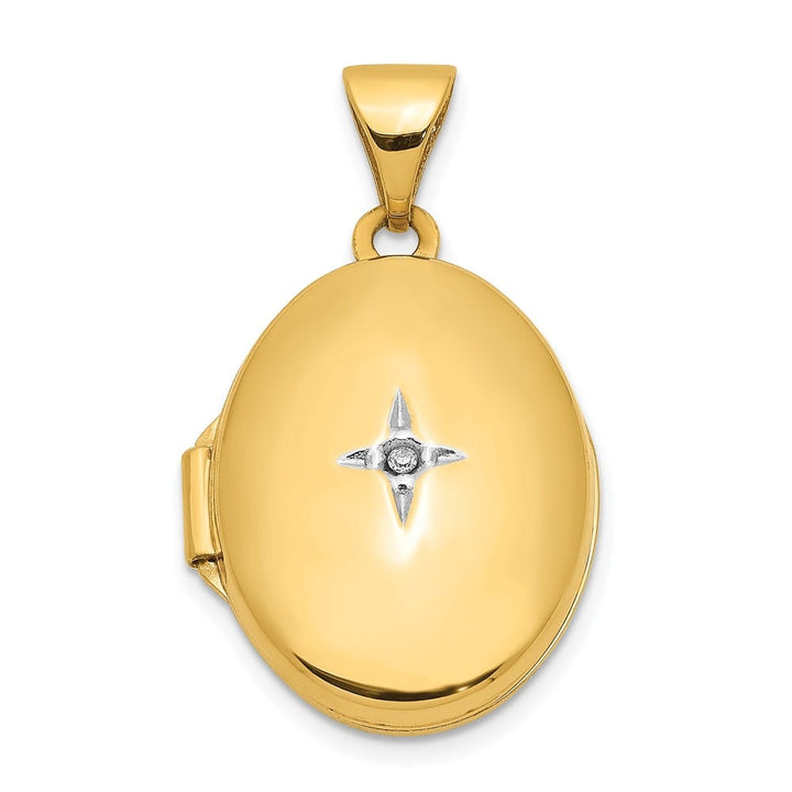 Lovely Rita's Pendants & Charms 14K Yellow Gold Diamond Star 17mm Oval Locket