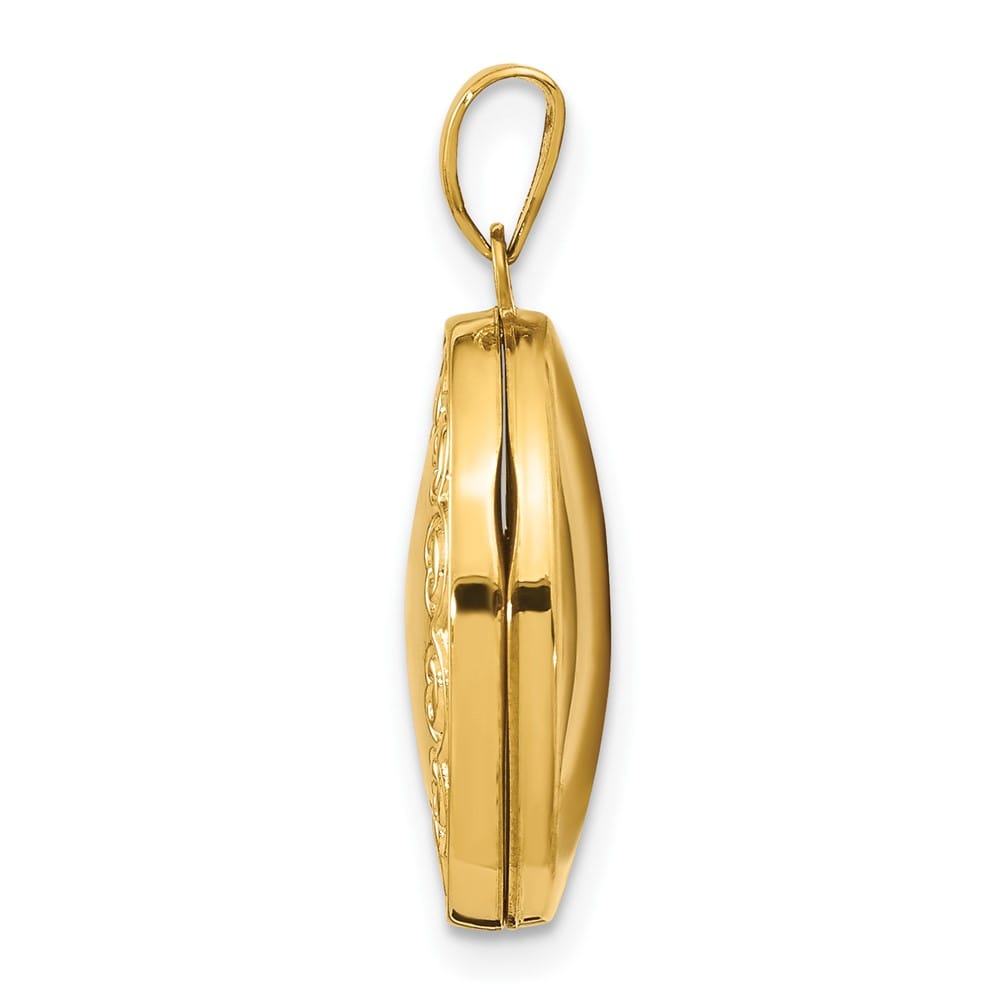 Lovely Rita's Pendants & Charms 14K Yellow Gold Scalloped Border 17mm Oval Locket