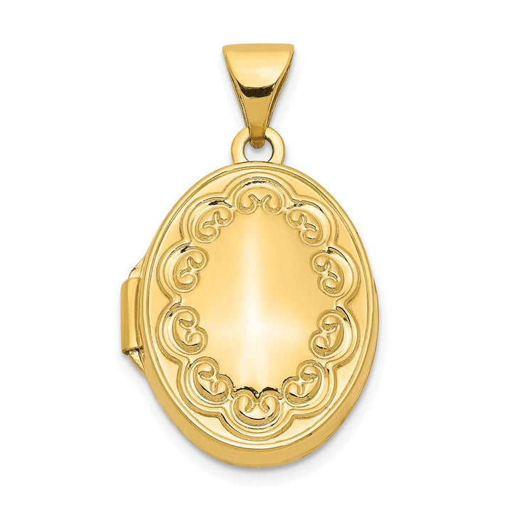 Lovely Rita's Pendants & Charms 14K Yellow Gold Scalloped Border 17mm Oval Locket