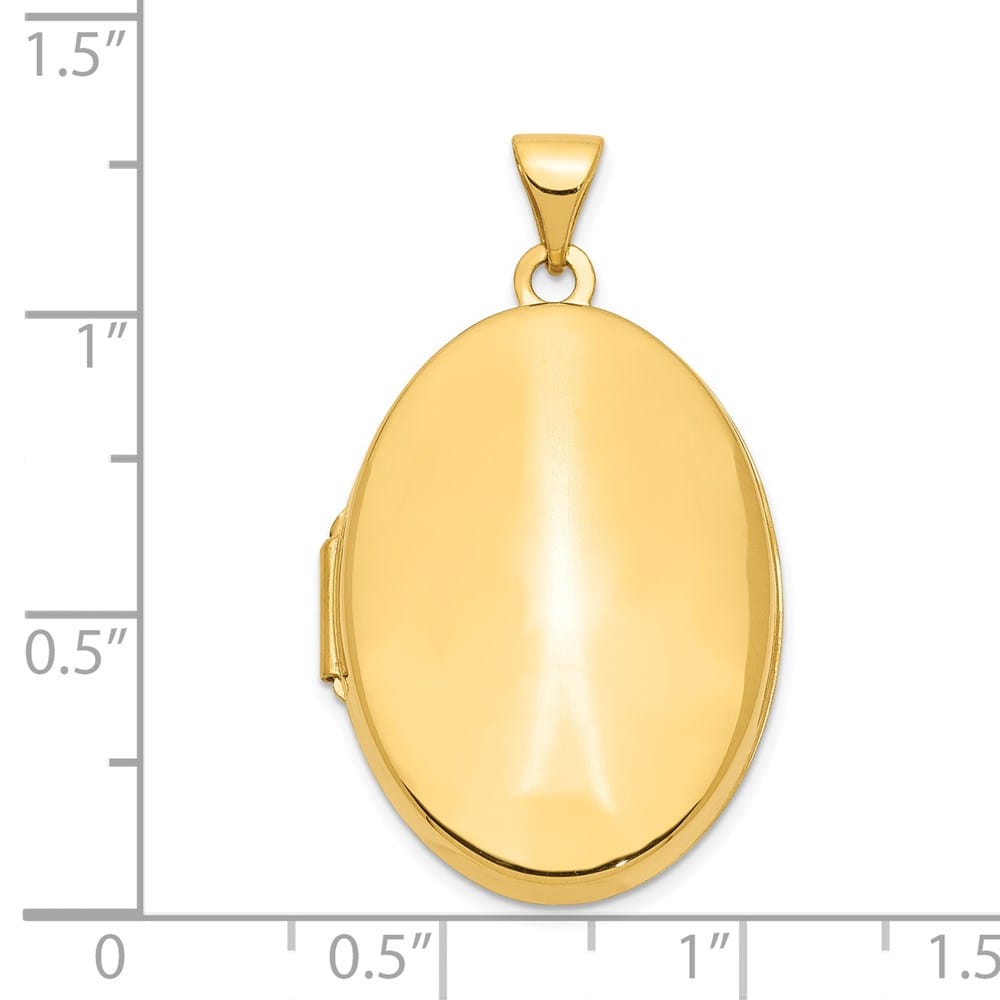 Lovely Rita's Pendants & Charms 14K Yellow Gold Polished Domed Plain 26mm Oval Locket